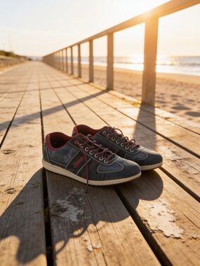 Rieker Men’s Navy and Red Lace-Up Sneakers